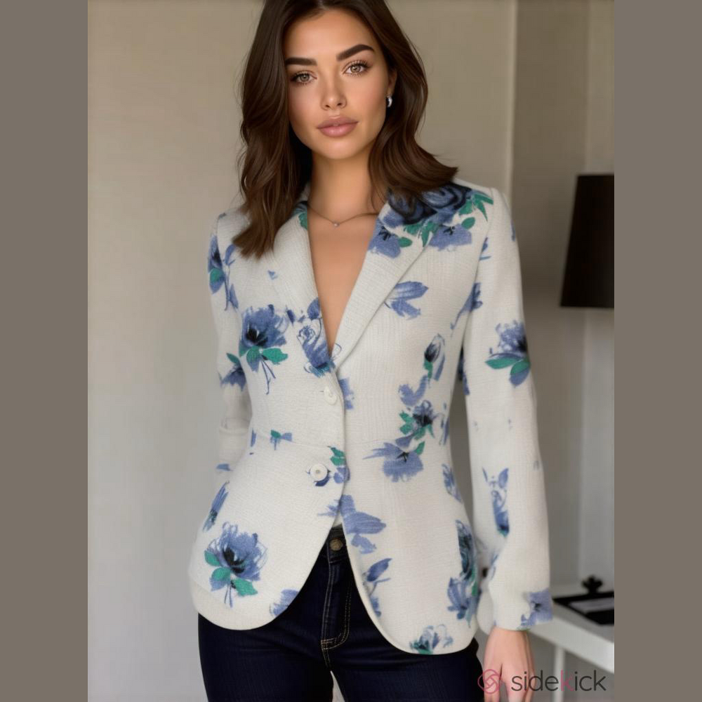Petite Sophisticate-NWT Size 6 stunning woven cotton floral blazer. Lined. New! - Picture 5 of 16
